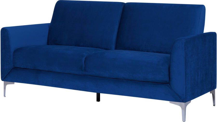 Beliani FENES Three Seater Sofa Blauw Fluweel - Foto 1