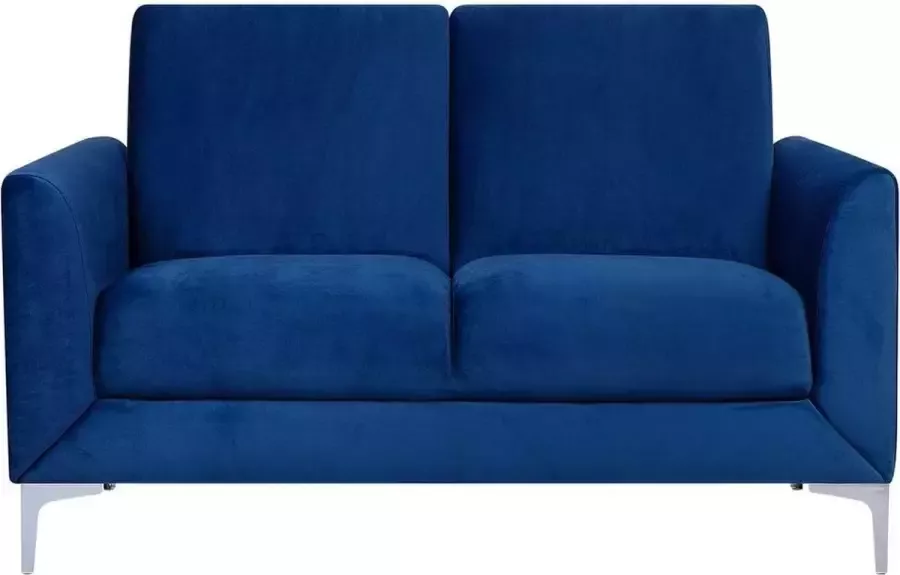 Beliani FENES Two Seater Sofa Blauw Fluweel - Foto 2