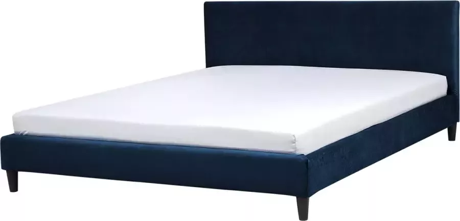 Beliani FITOU Tweepersoonsbed Blauw 180 x 200 cm Fluweel - Foto 2