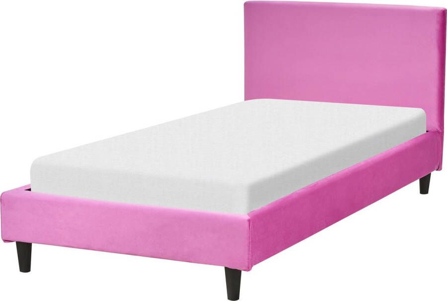 Beliani FITOU Eenpersoonsbed Roze 90 x 200 cm Fluweel