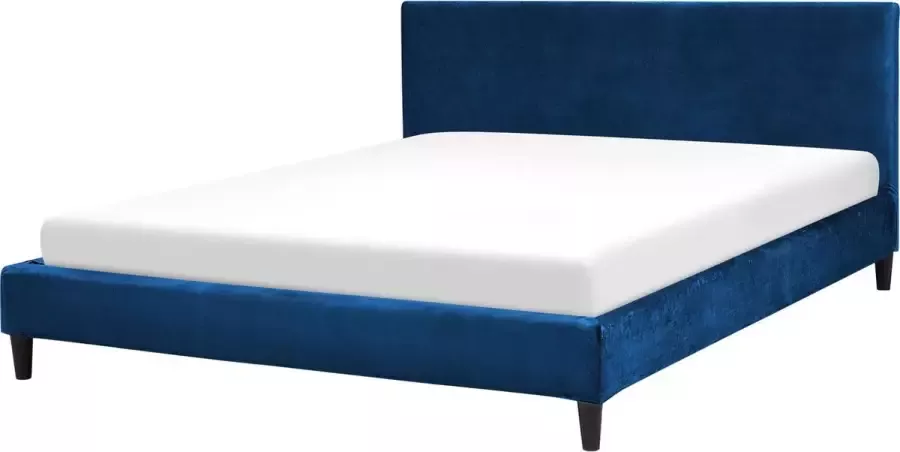 Beliani FITOU Tweepersoonsbed Blauw 160 x 200 cm Fluweel