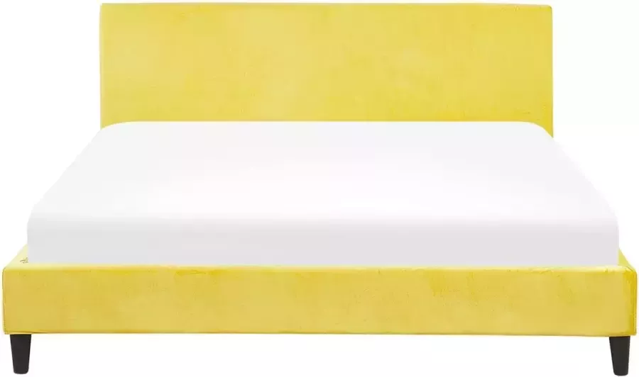 Beliani FITOU Tweepersoonsbed Geel 160 x 200 cm Fluweel