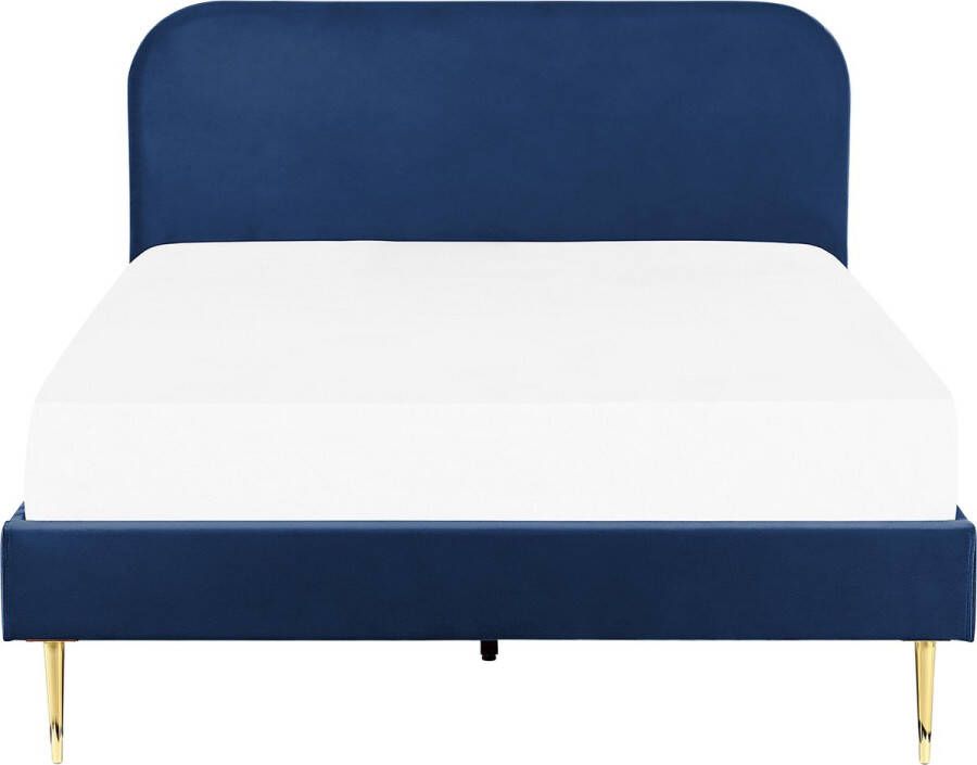 Beliani FLAYAT Tweepersoonsbed Blauw 140 x 200 cm Fluweel - Foto 1