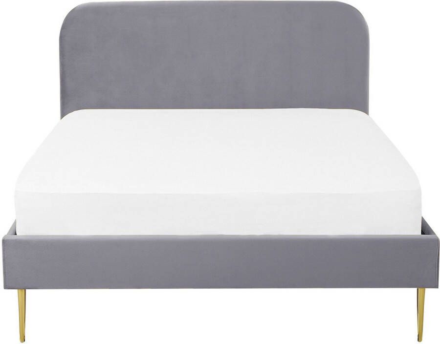 Beliani FLAYAT Tweepersoonsbed Grijs 140 x 200 cm Fluweel - Foto 1