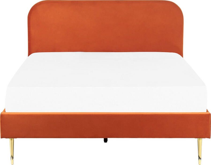 Beliani FLAYAT Tweepersoonsbed Oranje 140 x 200 cm Fluweel