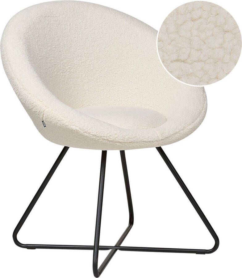 Beliani Eetkamerstoel FLOBY II Bouclé Gebroken wit - Foto 2