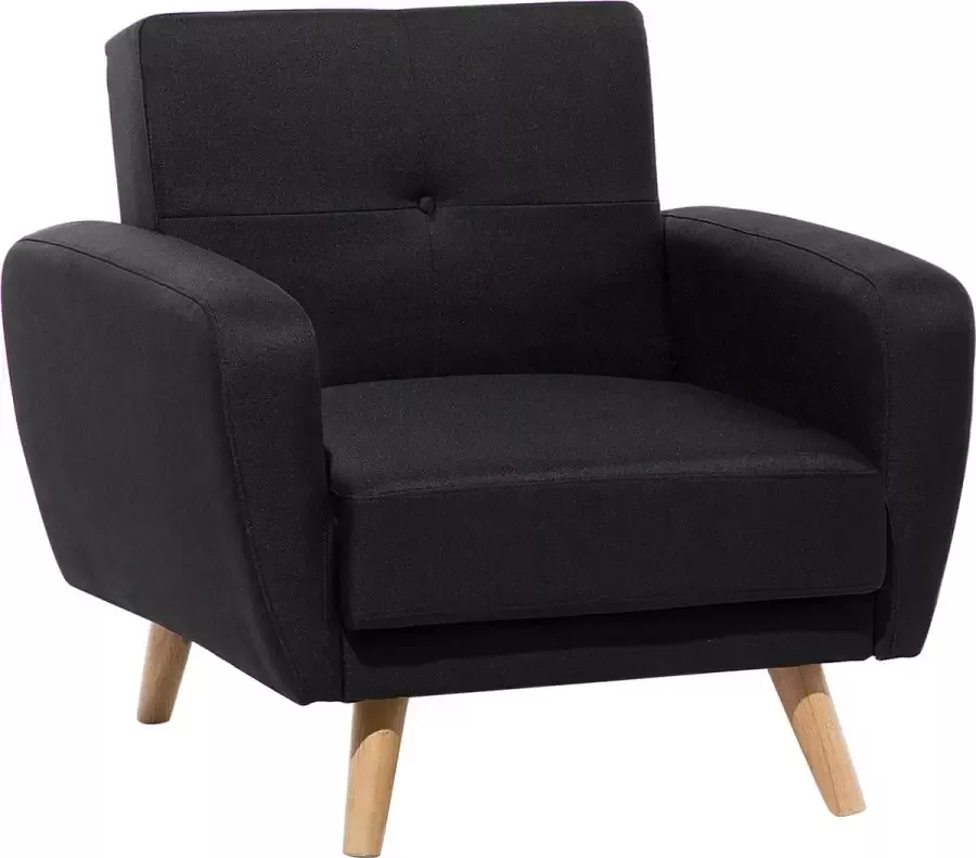 Beliani FLORLI Fauteuil-Lichte houtkleur-Polyester - Foto 1