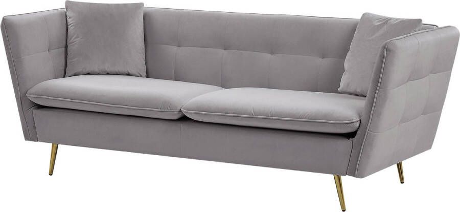 Beliani FREDERICA Three Seater Sofa Grijs Fluweel - Foto 2