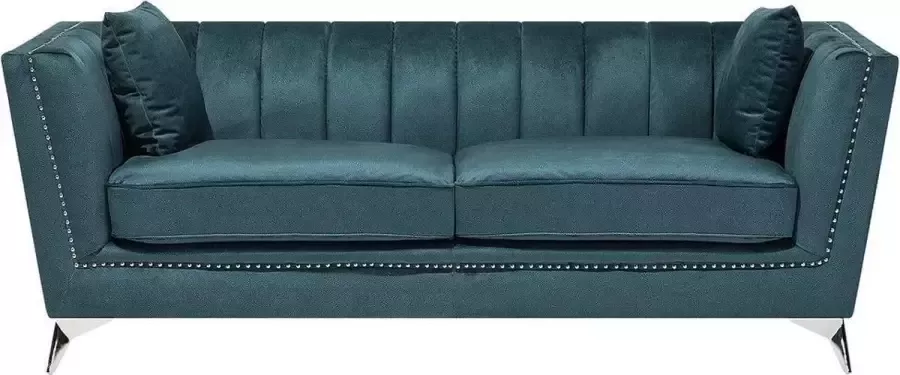 Beliani GAULA Three Seater Sofa Blauw Fluweel - Foto 1
