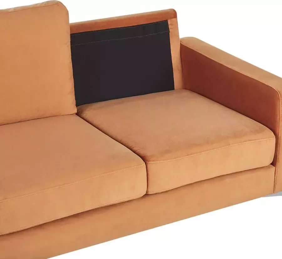 Beliani GAVLE Three Seater Sofa Oranje Fluweel - Foto 3