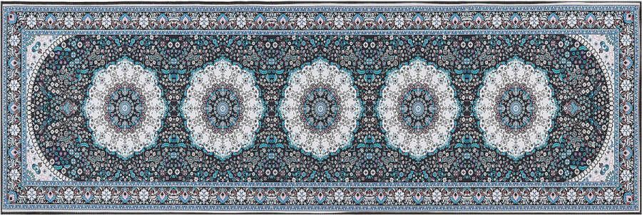 Beliani GEDIZ Loper tapijt Blauw 80 x 240 cm Polyester - Foto 1