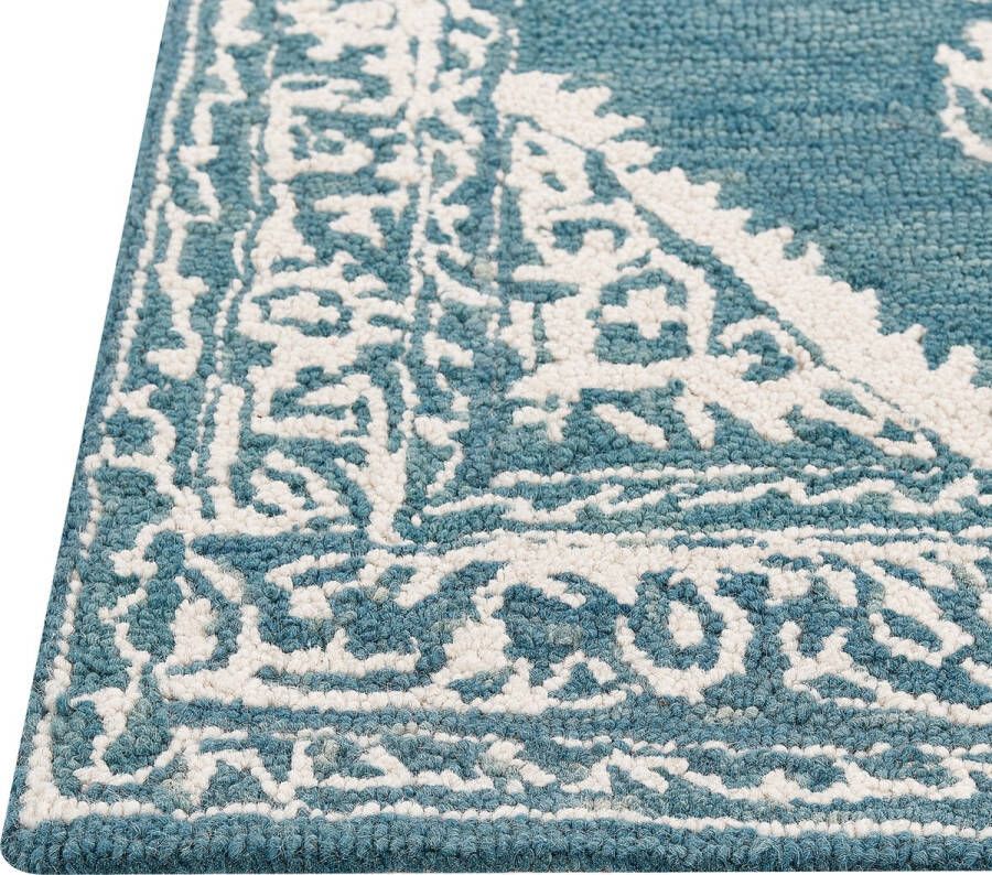 Beliani Vloerkleed wol wit blauw 140 x 200 cm GEVAS