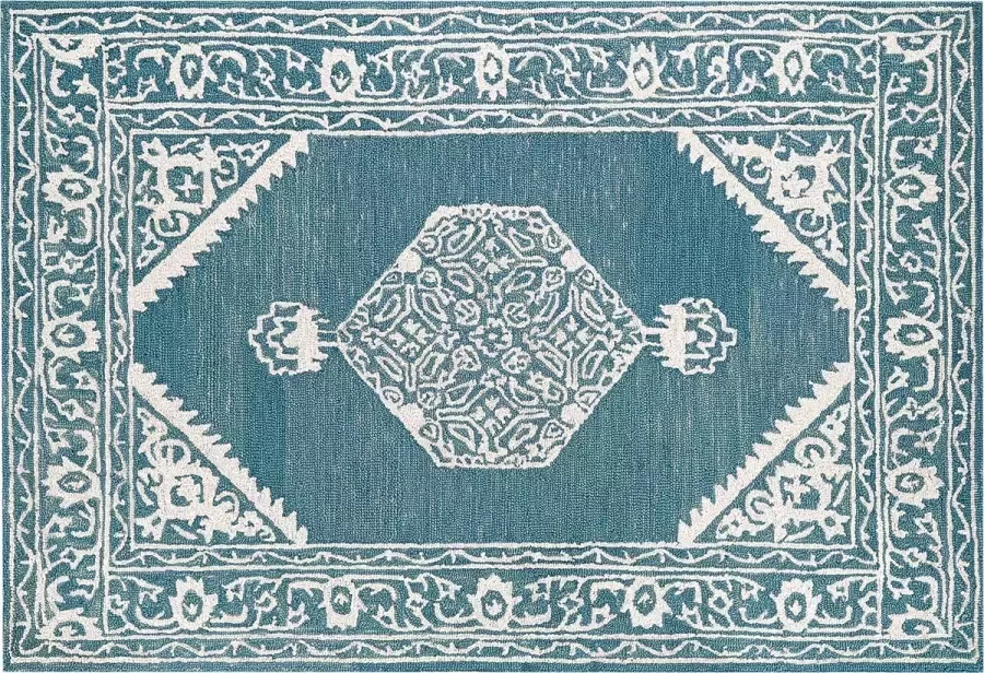 Beliani Vloerkleed wol wit blauw 140 x 200 cm GEVAS - Foto 3