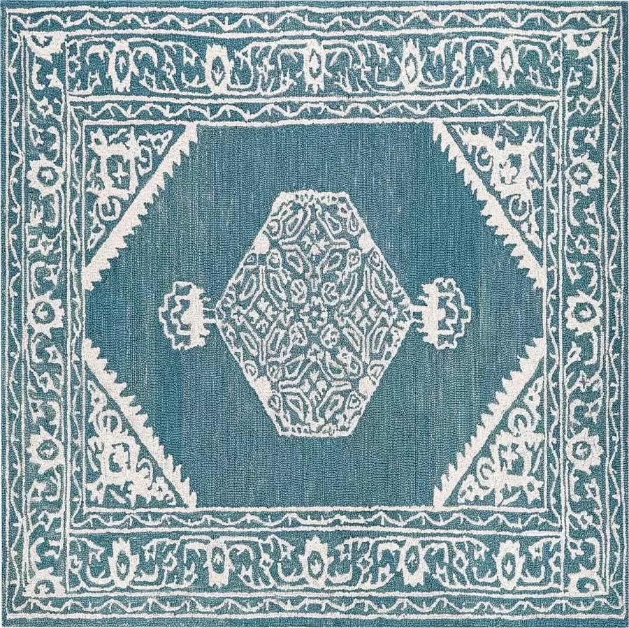 Beliani Vloerkleed wol wit blauw 200 x 200 cm GEVAS - Foto 3