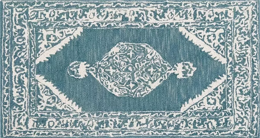 Beliani Vloerkleed wol wit blauw 80 x 150 cm GEVAS - Foto 3