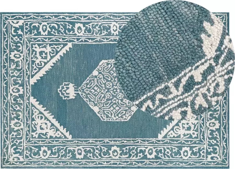 Beliani Vloerkleed wol wit blauw 140 x 200 cm GEVAS - Foto 2