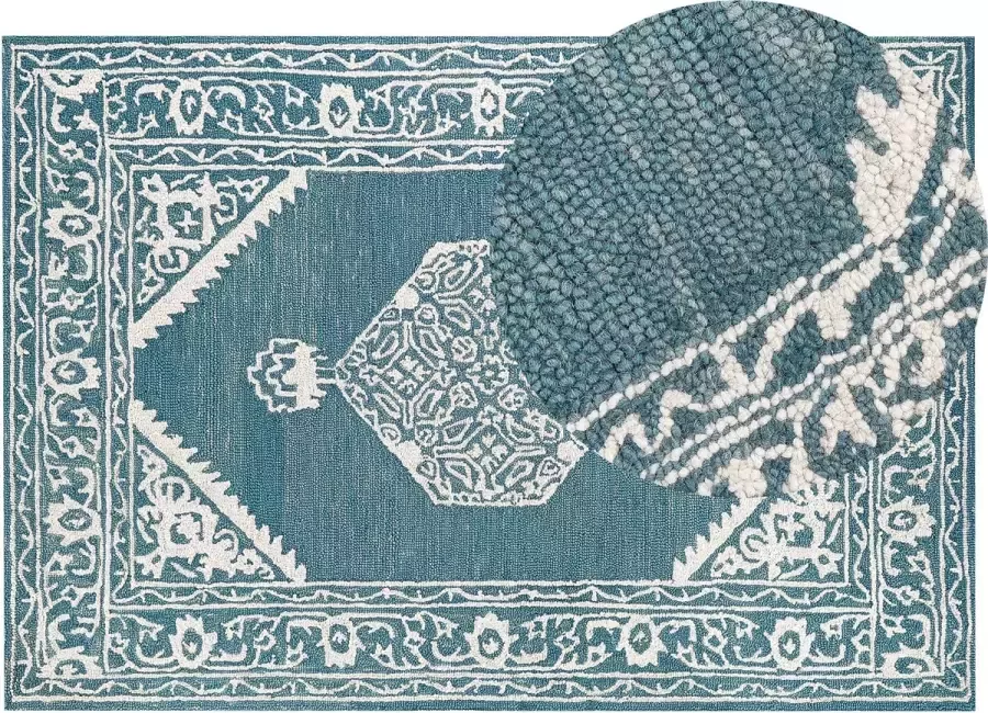 Beliani Vloerkleed wol wit blauw 160 x 230 cm GEVAS - Foto 2