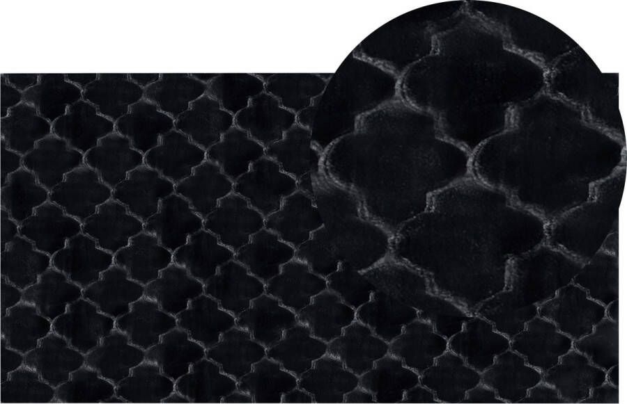 Beliani GHARO Shaggy vloerkleed Zwart 80 x 150 cm Polyester