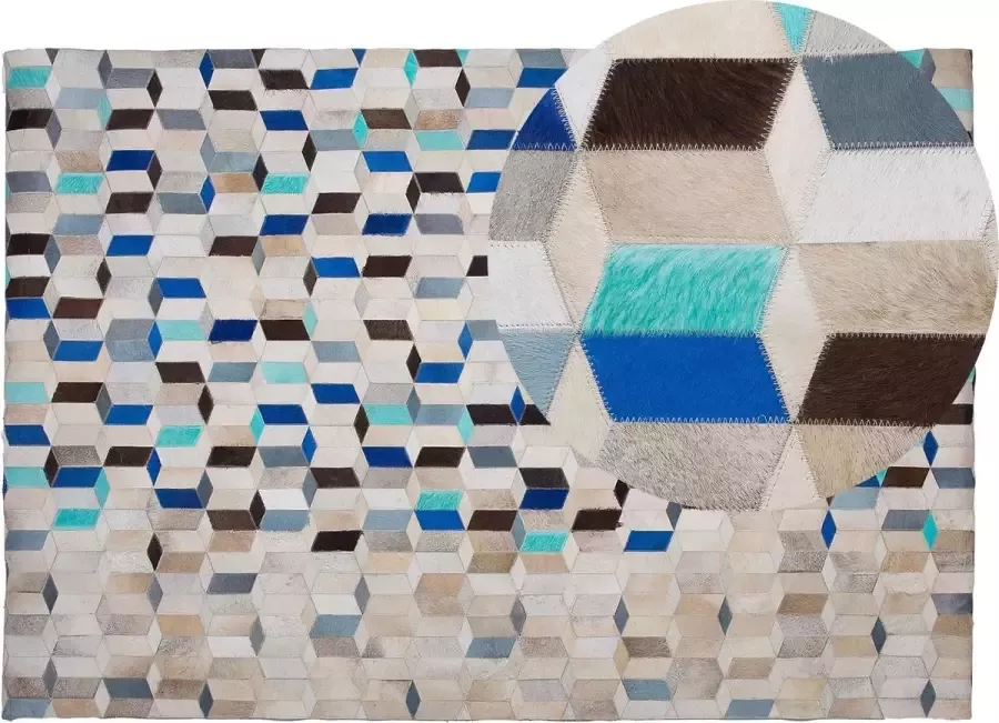 Beliani GIDIRLI Patchwork vloerkleed Multicolor 140 x 200 cm Leer