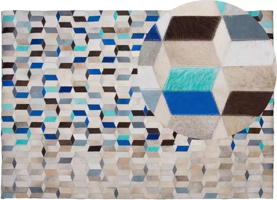 Beliani GIDIRLI Patchwork vloerkleed Multicolor Leer
