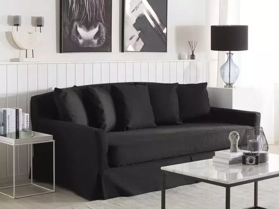 Beliani GILJA Three Seater Sofa Zwart Polyester - Foto 2