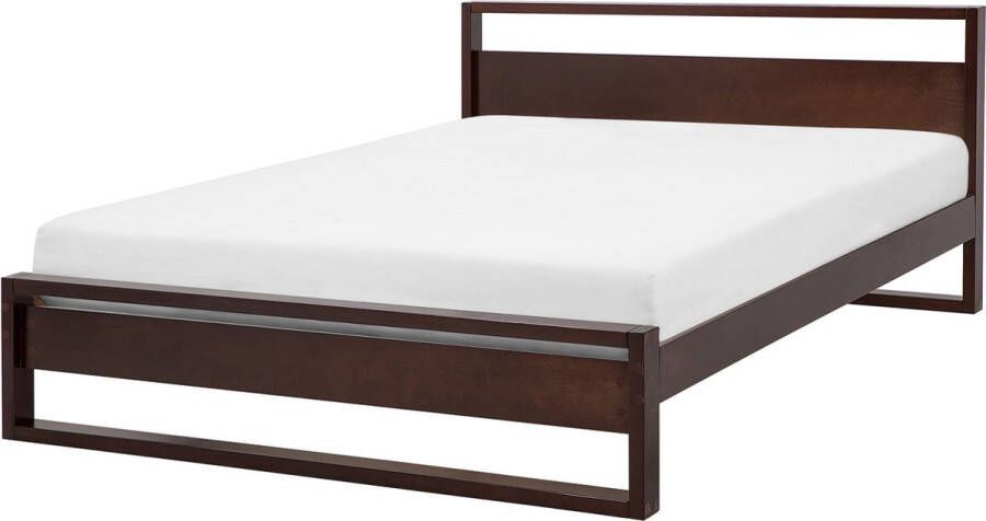 Beliani GIULIA Tweepersoonsbed Donker 160 x 200 cm Dennenhout