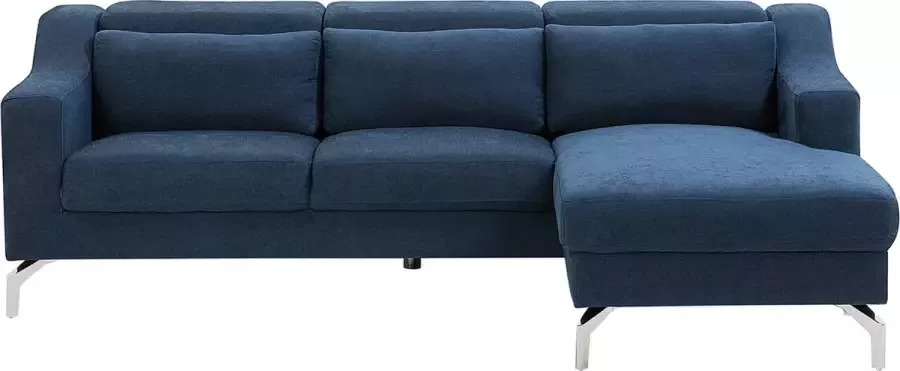 Beliani GLOSLI Corner Sofa Blauw Polyester - Foto 1