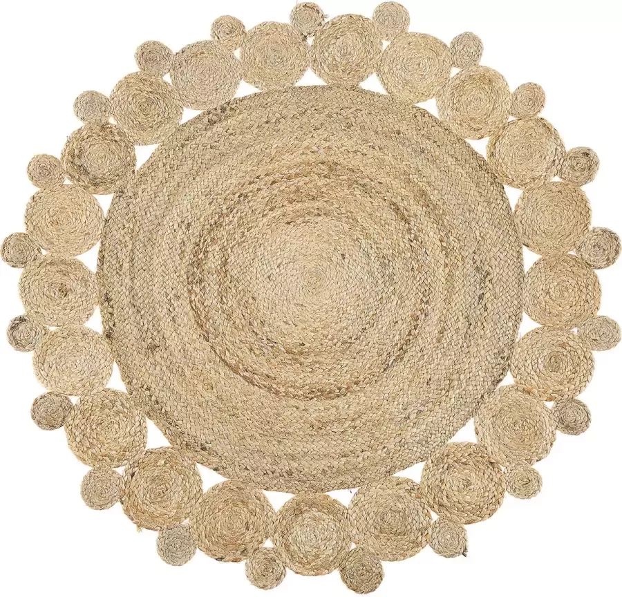 Beliani GOLGEN Laagpolig vloerkleed Beige 120 cm Jute