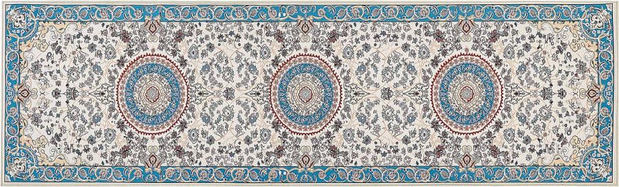 Beliani GORDES Loper tapijt Beige Blauw 60 x 200 cm Polyester - Foto 1