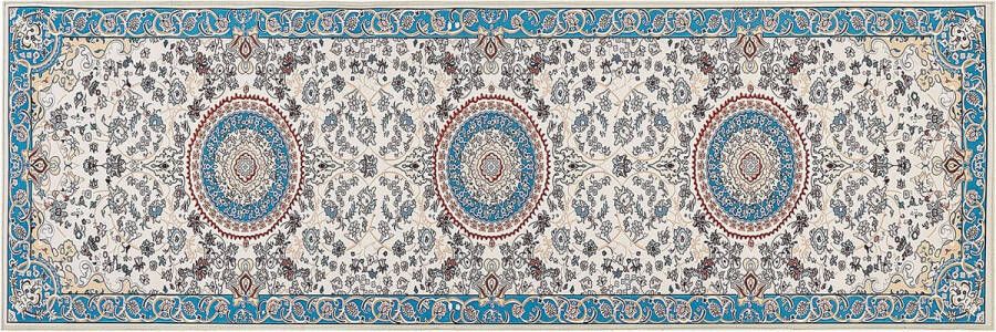 Beliani GORDES Loper tapijt Beige Blauw 80 x 240 cm Polyester