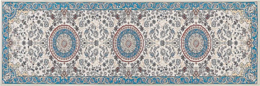 Beliani GORDES Loper tapijt Beige Blauw 80 x 240 cm Polyester