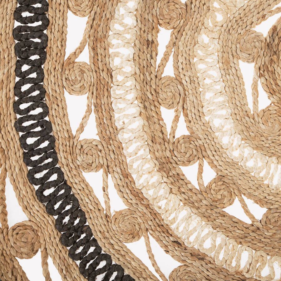 Beliani Vloerkleed jute beige zwart ⌀ 140 cm GOYNE
