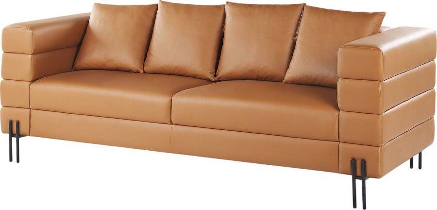Beliani GRANNA Three Seater Sofa Bruin Kunstleer - Foto 3
