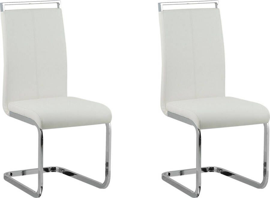Beliani Set van 2 eetkamerstoelen GREEDIN Kunstleer Wit - Foto 1