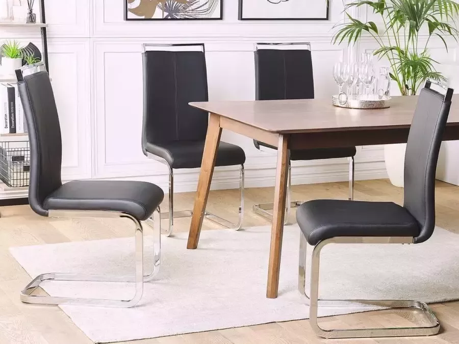 Beliani Set van 2 eetkamerstoelen GREEDIN Kunstleer Zwart - Foto 2