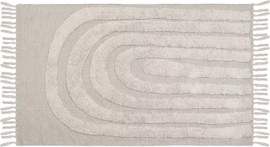 Beliani HAKKARI Vloerkleed Lichtbeige 80 x 150 cm Katoen - Foto 2