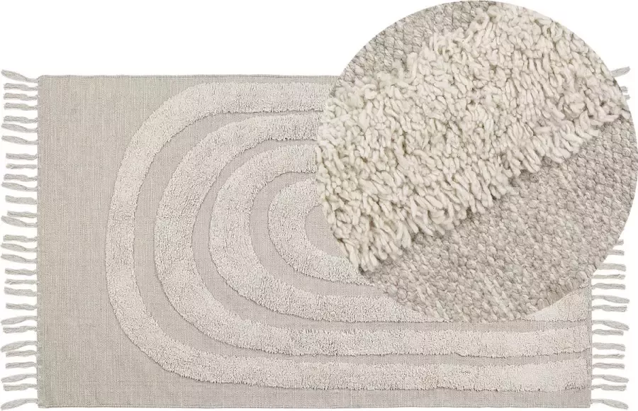 Beliani HAKKARI Vloerkleed Lichtbeige 80 x 150 cm Katoen