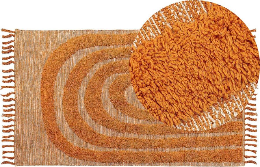 Beliani HAKKARI Vloerkleed Oranje 80 x 150 cm Katoen