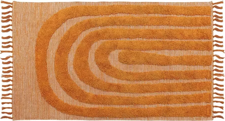Beliani HAKKARI Vloerkleed Oranje 80 x 150 cm Katoen - Foto 2