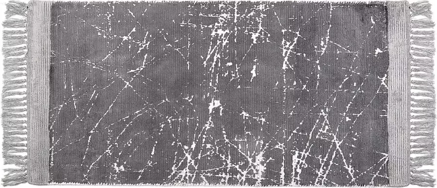 Beliani HANLI Vloerkleed Grijs 80 x 150 cm Viscose - Foto 2