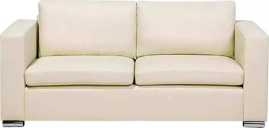 Beliani HELSINKI Three Seater Sofa Beige Leer