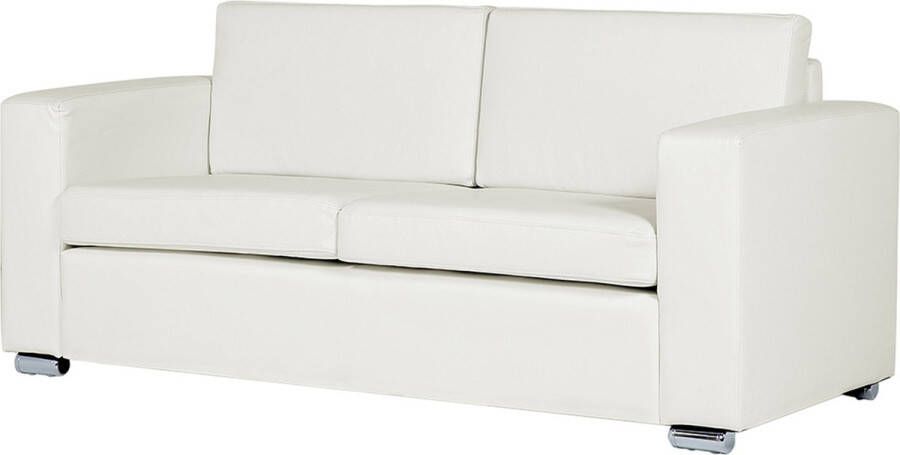 Beliani HELSINKI Three Seater Sofa Wit Leer - Foto 1