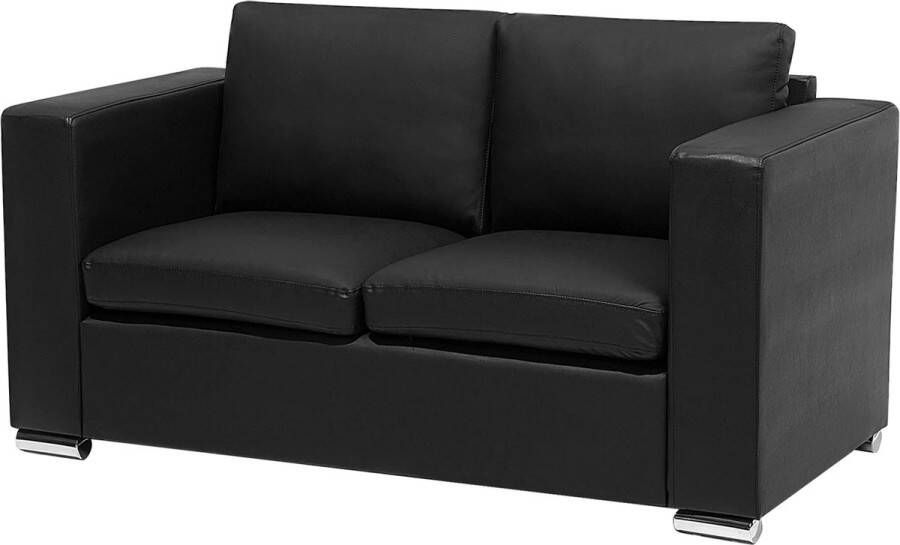 Beliani HELSINKI Two Seater Sofa Zwart Leer - Foto 1