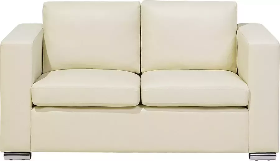 Beliani HELSINKI Two Seater Sofa Beige Leer - Foto 1