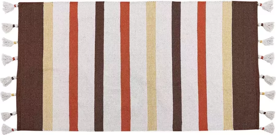 Beliani Vloerkleed katoen bruin beige 80 x 150 cm HISARLI - Foto 2