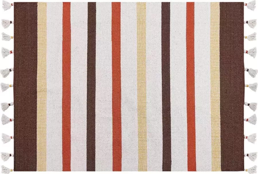 Beliani Vloerkleed katoen bruin beige 140 x 200 cm HISARLI - Foto 2