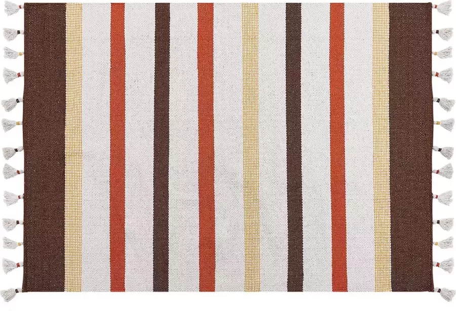 Beliani Vloerkleed katoen bruin beige 160 x 230 cm HISARLI - Foto 2