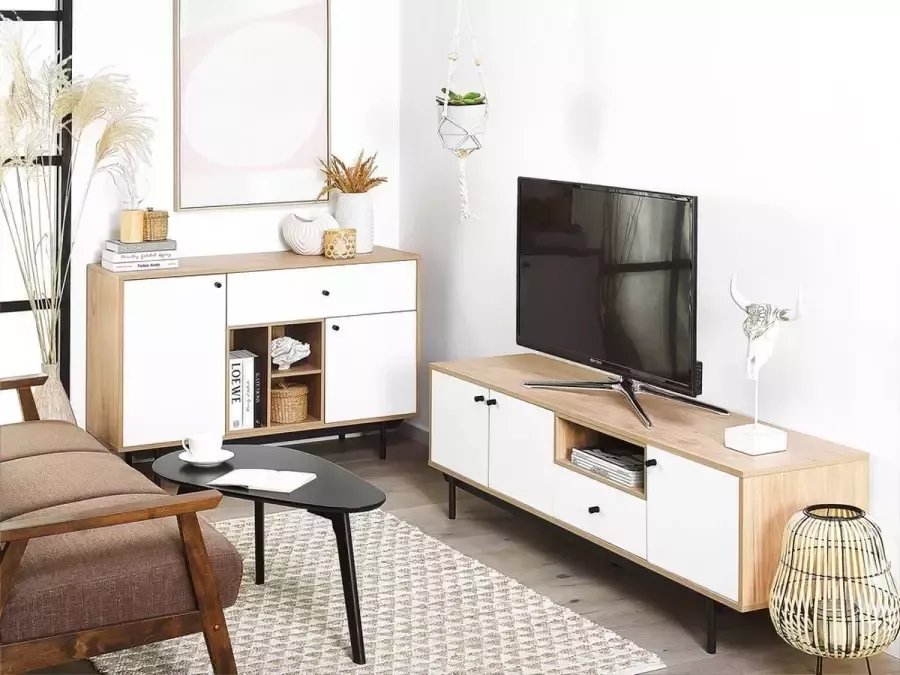 Beliani ITACA TV-meubel-lichte houtkleur-Vezelplaat - Foto 2
