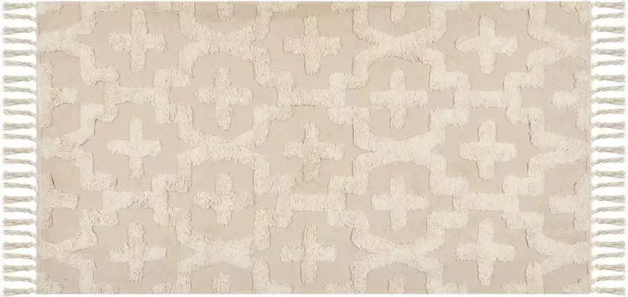 Beliani ITANAGAR Laagpolig vloerkleed Beige 80 x 150 cm Katoen - Foto 2