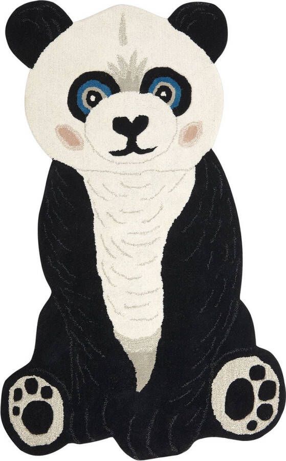 Beliani JINGJING Kindervloerkleed Zwart Wit 100 x 160 cm Wol